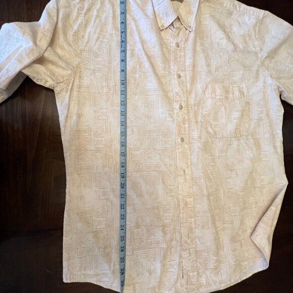 Men's Natural Issue Short Sleeve Patterned Cotton Shirt, Size Large Tall - Picture 10 of 10